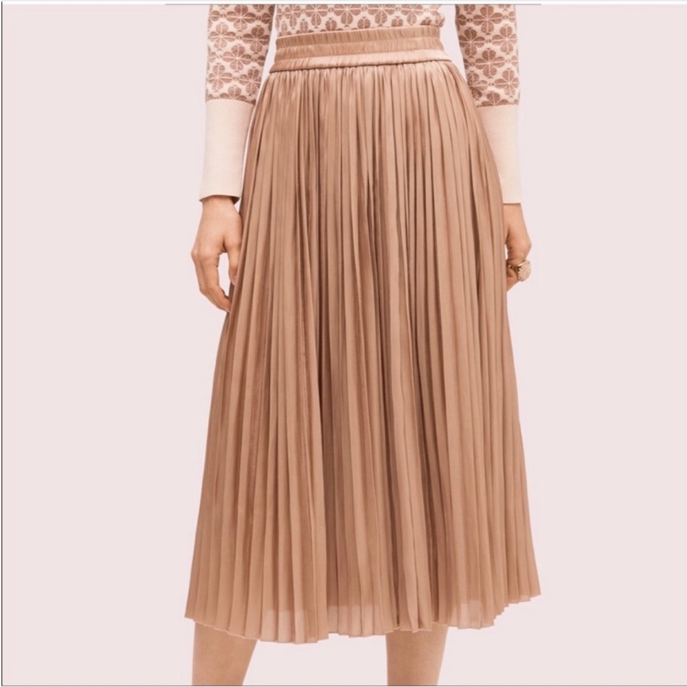 kate spade Pleated Midi Skirt in Camel